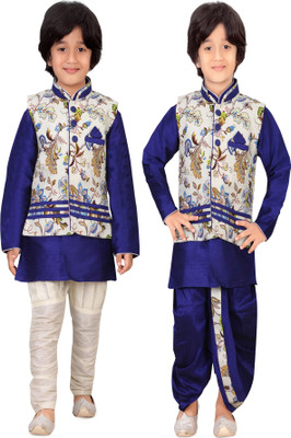 

Jeet Boys Ethnic Jacket, Kurta and Dhoti Pant Set, Blue