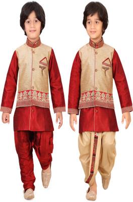 

Jeet Boys Ethnic Jacket, Kurta and Dhoti Pant Set, Maroon