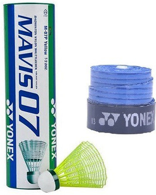 

Yonex Combo of Two, One 'Mavis 07' Shuttle Cock (Pack of 6) and 1 'E Tech 903' Badminton Grip (Color On Availability) Badminton Kit