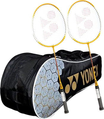 

Yonex Kitbag Racquet Badminton Kit (1 SUNR 1005 Badminton Kitbag, BLACK + 2 GR 303 Badminton Racquet, YELLOW) Badminton Kit