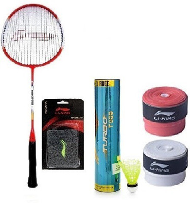 

Li-Ning Combo of Five, One 'Smash XP 709' badminton racket , one wrist bands ,two grips and one 'T 900' shuttle cock box ( pack of 6+1 shuttle cock) (Color On Availability) Badminton Kit