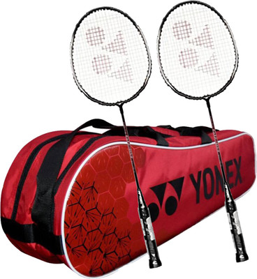 

Yonex Kitbag Racquet Badminton Kit (1 SUNR 1005 Badminton Kitbag, RED + 2 GR 303 Badminton Racquet, BLACK) Badminton Kit