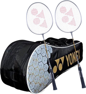 

Yonex Kitbag Racquet Badminton Kit (1 SUNR 1005 Badminton Kitbag, BLACK + 2 GR 303 Badminton Racquet, GREY) Badminton Kit