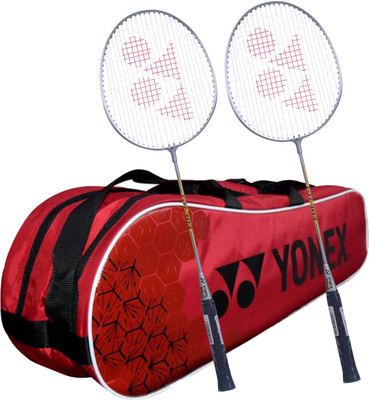 

Yonex Kitbag Racquet Badminton Kit (1 SUNR 1005 Badminton Kitbag, RED + 2 GR 303 Badminton Racquet, GREY) Badminton Kit