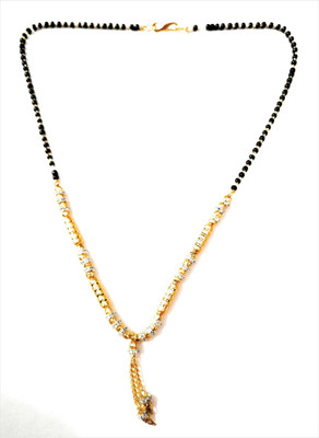 akshara jewels necklace Designer Jewellery American Diamond Gold Plated Partywear Collection Mangalsutra For Women Brass Mangalsutra available at flipkart for Rs.229
