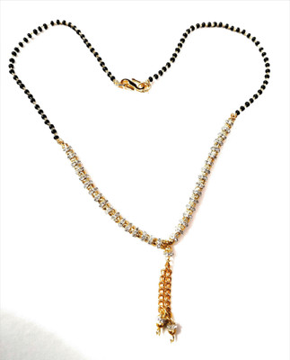 akshara jewels necklace Designer Jewellery American Diamond Gold Plated Partywear Collection Mangalsutra For Women Brass Mangalsutra available at flipkart for Rs.229