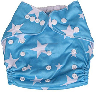 

N&M Reusable Cloth Diaper With Microfiber Insert - (Star Print) SkyBlue, Sky blue