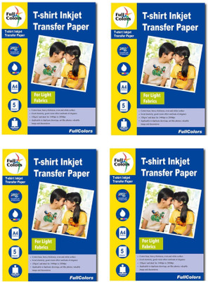 

Full Colors Light Fabrics tshirts Transfer Paper Unruled A4 Transfer Paper(Set of 4, Multicolor)