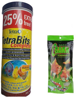 

Pawsitively Tetrabits Complete Fish Food For Growth & Health 25% Extra Free - 375gm With Osaka Green-1 Mini Pellet Food For Fish - 100 gm 100% Free 400 g Wet Fish Food(Pack of 2)