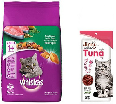 

Pawsitively Whiskas Adult Cat Food Pocket Tuna Flavour - 3 kg With Free Jerhigh Jinny Tuna Flavour Cat Snack - 35 gm Worth 110/- Tuna 3 kg Dry Cat Food(Pack of 2)
