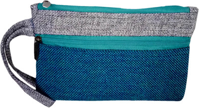 

Auk Girl's Women's Elegant Attractive Metallic Color Jute Purse. Coin Purse(Blue, Grey)