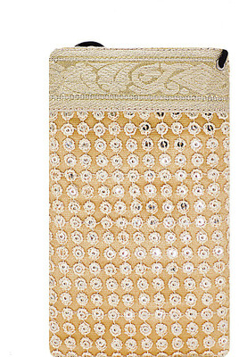 

Bagaholics Ethnic Raw Silk Saree Clutch Waist Clip Ladies Pouch Mobile Pouch(Gold)