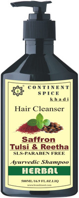 

Continent Spice Khadi Saffron Tulsi & Reetha Herbal Hair Cleanser (500ml) -(SLS-Paraben Free) CS682005(500 ml)