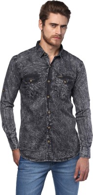 Urbano Fashion Men Self Design Casual Grey Shirt