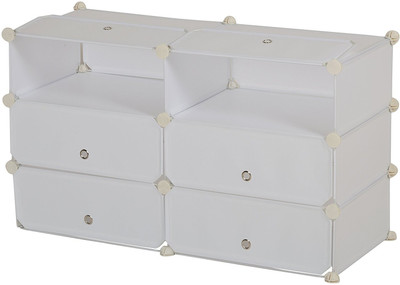 Haneez Plastic Collapsible Shoe Stand(White, 6 Shelves)