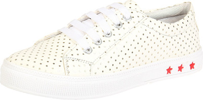 

Tapps Women's Canvas Casual Shoes Sneakers For Women(Multicolor, White and golden