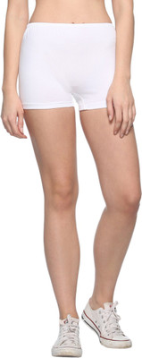 69GAL Solid Women White Compression Shorts