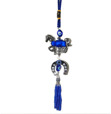 

Numeroastro Hanging Evil Eye With Horse & Horse Shoe For Good Luck For Home & Cars Decorative Showpiece - 24 cm(Plastic, Multicolor)