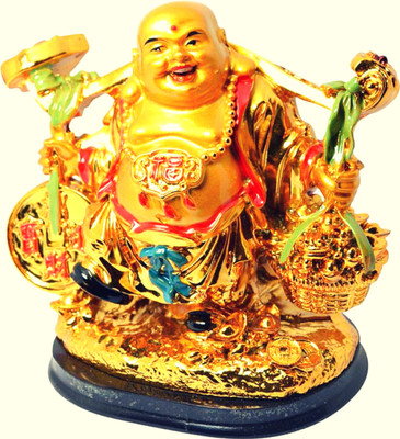 

Luxe Mart Vastu / Feng Shui / Laughing Buddha With Money Coins For Wealth, Success and Achievement, Good Luck & Prosperity Idol + The First In India Who, What, When (English, Paperback) Decorative Showpiece - 12 cm(Ceramic, Gold Finish, Gold, Multicolor)
