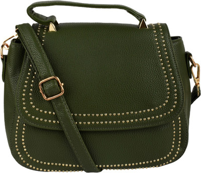 

Go India Store Women Formal Green PU Sling Bag