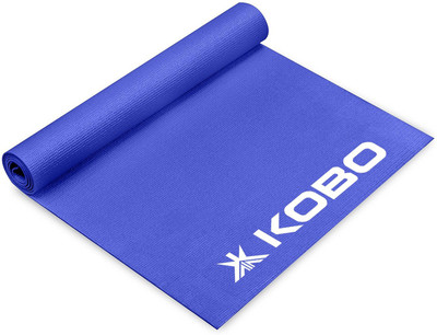 

Kobo 5' ft x 2' ft Yoga- Multi-use Thick Exercise, Non-slip and Anti-tear 4 mm Blue 4 mm Yoga Mat