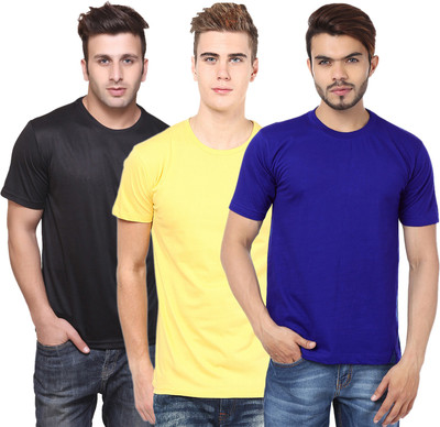 FUNKY GUYS Solid Men Round Neck Multicolor T-Shirt(Pack of 3)