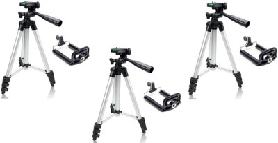 

ReTrack SET OF 3PC 3110 3Way Head Adjustable Aluminum 35cm To 102cm Extendable Camera-Tripod With Bracket And Bag Tripod(Silver, Supports Up to 1000 g)