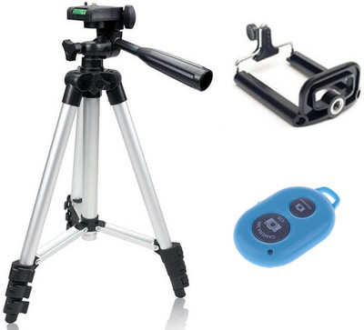 

ReTrack 3110 3Way Head Adjustable Aluminum 35cm To 102cm Extendable Camera-Tripod With Bracket BLUETOOTH SHUTTER CONTROLLER And Ba Tripod(Silver, Supports Up to 1000 g)