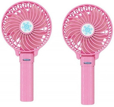 

FKU Rechargeable Folding Handy Mini Set Of 2 Rechargeable Folding Mini Handy USB Fan(Pink)