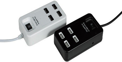 

durReey Set of 2 Portable 4 Ports USB 2.0 High Speed Hub with Cable On/Off Switch P1601 White Combo Black USB Hub(White, Black)