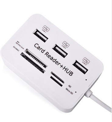 

durReey Universal 3 Port External Multi High Speed Memory Card Reader with SDHC/ T-Flash/ MS DUO / M2 for PC Laptop Mac HUB 3.0/3.1 USB Hub(White)
