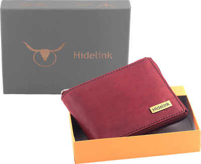 

Hidelink Men Red Genuine Leather Wallet(9 Card Slots)