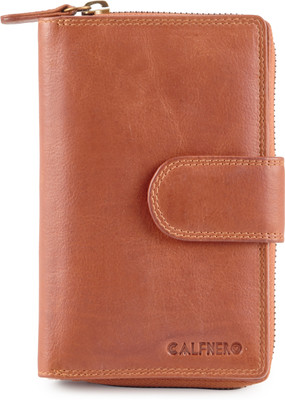 

Calfnero Women Brown Genuine Leather Wallet(10 Card Slots)
