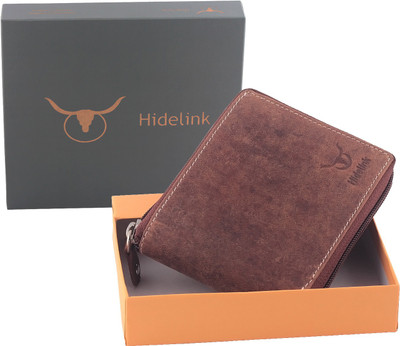 

Hidelink Men Brown Genuine Leather Wallet(9 Card Slots)