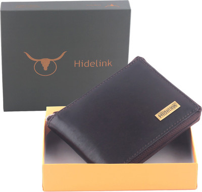 

Hidelink Men Brown Genuine Leather Wallet(9 Card Slots), Black