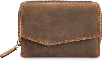 

Calfnero Women Brown Genuine Leather Wallet(10 Card Slots)