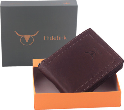 

Hidelink Men Brown Genuine Leather Wallet(9 Card Slots)