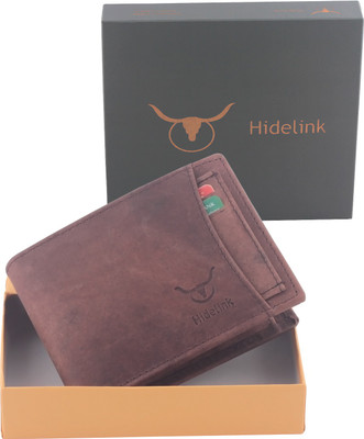 

Hidelink Men Brown Genuine Leather Wallet(9 Card Slots)