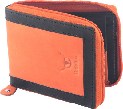 

Hidelink Men Orange Genuine Leather Wallet(9 Card Slots)