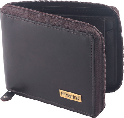 

Hidelink Men Brown Genuine Leather Wallet(9 Card Slots), Black