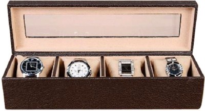 SKJ 4 SLOT WATCH CASE Watch Box(Brown, Holds 4 Watches)   Watches  (SKJ)