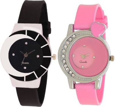 LEBENSZEIT New Stylish Latest Fashion MultiColor Black Pink Combo Watch For Women And Girl Watch  - For Girls   Watches  (LEBENSZEIT)