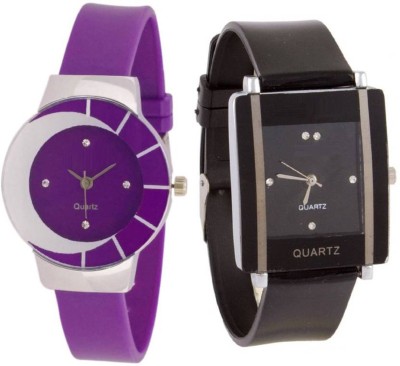 LEBENSZEIT New Stylish Purple Black Color Set Of Two Watch Combo Watch  - For Girls   Watches  (LEBENSZEIT)