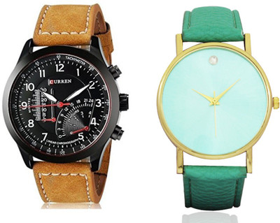 

Talgo New Arrival Festive Season Special TGCTEMPSDGR Black Round Dial Brown Leather Strap And Single Diamond Green (Combo of 2) TGCTEMPSDGR Watch - For Boys & Girls