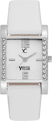 Youth Club SQDM-WHT New Full White with Studded Watch  - For Women   Watches  (Youth Club)