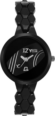 Youth Club DOOM-231BLKBLK New Doom Black Glass Watch  - For Women   Watches  (Youth Club)