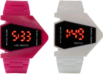 Maxi Retail Rocket LED Pink+White Color Combo of 2 Watch  - For Boys & Girls   Watches  (Maxi Retail)