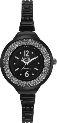 Youth Club CH-230BLKBLK New Black Moving Stones Watch  - For Women   Watches  (Youth Club)
