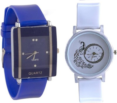 ReniSales New Stylish White Peacock Pattent Blue Watch Combo For Women And Girls Watch  - For Girls   Watches  (ReniSales)