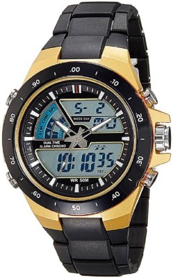 SPINOZA black golden analog and digital attractive 1016 men and women chronograph SPORT Watch  - For Boys & Girls   Watches  (SPINOZA)